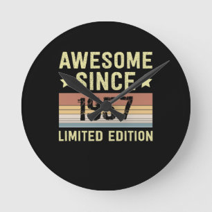 Awesome Since 1957 Retro 65 Years Old Birthday Round Clock