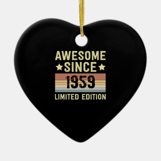 Awesome Since 1959 Retro Funny Birthday Party Ceramic Tree Decoration (Front)