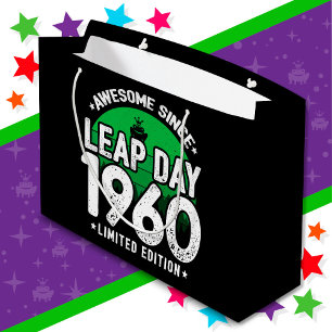 Awesome Since 1960 Leap Year Day Feb 29 Birthday Large Gift Bag
