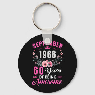 Awesome Since 1966 60 Years Old September 60th Key Ring