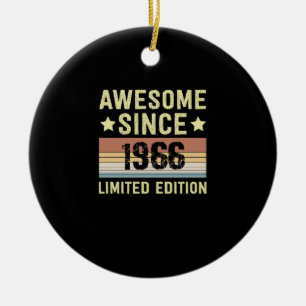 Awesome Since 1966 Birthday Ceramic Tree Decoration