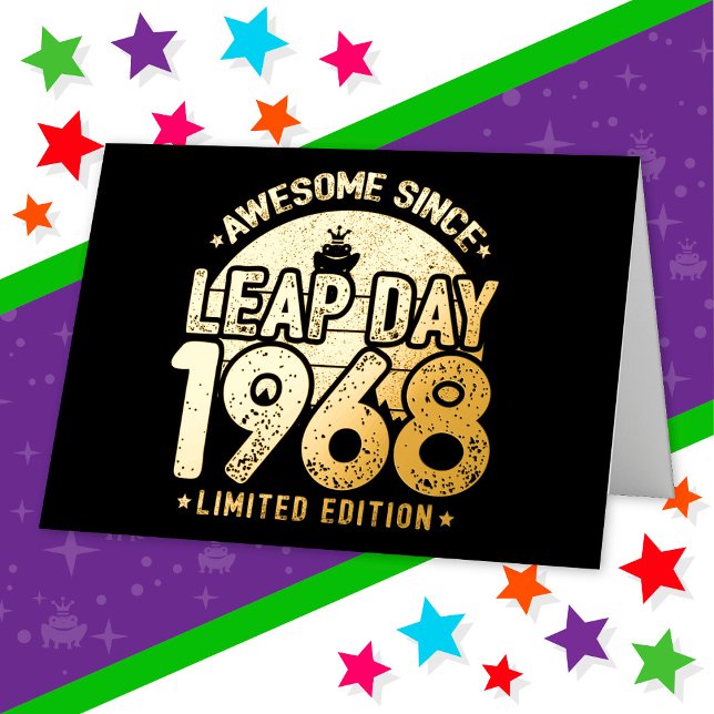 Awesome Since 1968 Leap Year Day Feb 29 Birthday Foil Greeting Card (Creator Uploaded)