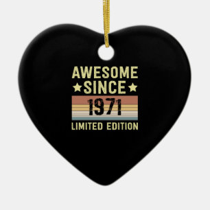 Awesome Since 1971 Birthday Ceramic Tree Decoration