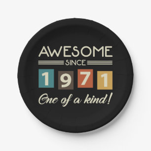 Awesome Since 1971 Retro 50th Birthday Paper Plate