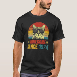 Awesome Since 1974 49th Birthday Gift Cat Lover Pr T-Shirt