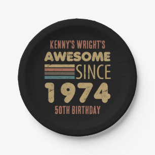 Awesome Since 1974 50th Birthday Paper Plate