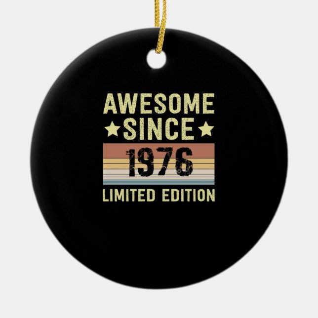 Awesome Since 1976 Birthday Ceramic Tree Decoration (Front)