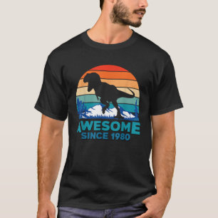 Awesome Since 1980 43 Years Old Dinosaur Gift T-Shirt