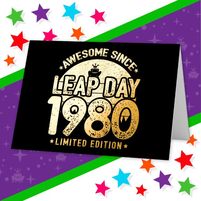 Awesome Since 1980 Leap Year Day Feb 29 Birthday Foil Greeting Card (Creator Uploaded)