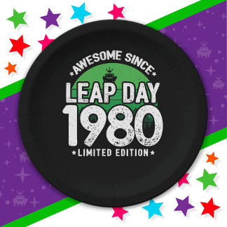 Awesome Since 1980 Leap Year Day Feb 29 Birthday Paper Plate