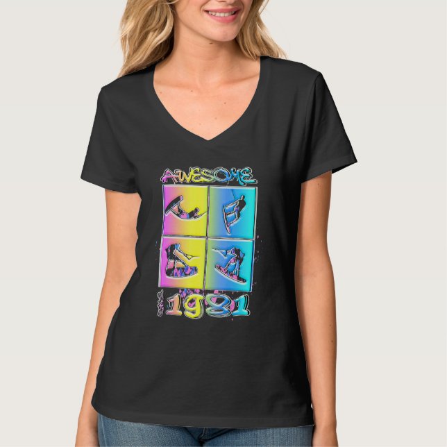 Awesome since 1981 Wakeboard lifestyle 2 T-Shirt (Front)
