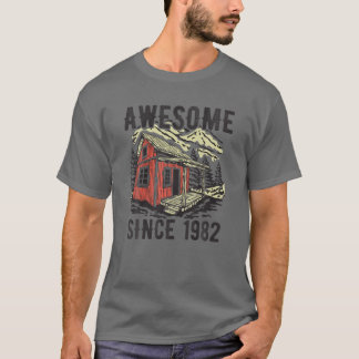 Awesome Since 1982 Mountain Camping Tent Vintage B T-Shirt