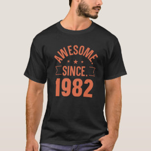 Awesome Since 1982 S Vintage Retro Design Birthday T-Shirt