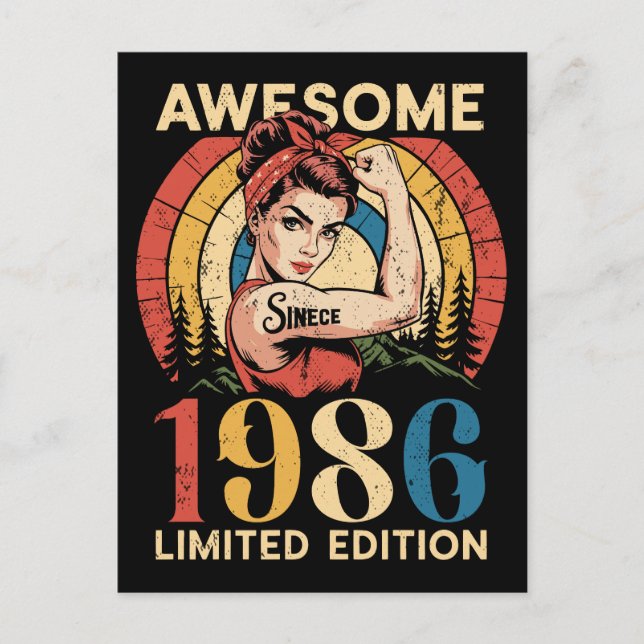 Awesome Since 1986 Retro 40th Women's Birthday  Postcard (Front)