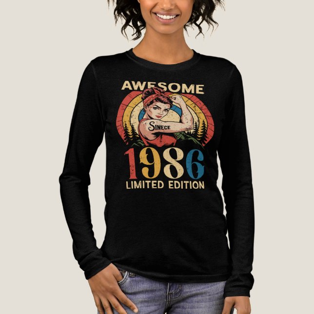 Awesome Since 1986 Retro 40th Women's Birthday  Tri-Blend Shirt (Front)
