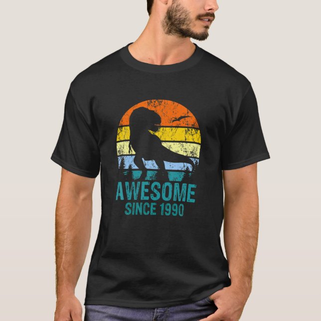 Awesome Since 1990 Dinosaur Rex 31Th Year Old Birt T-Shirt (Front)