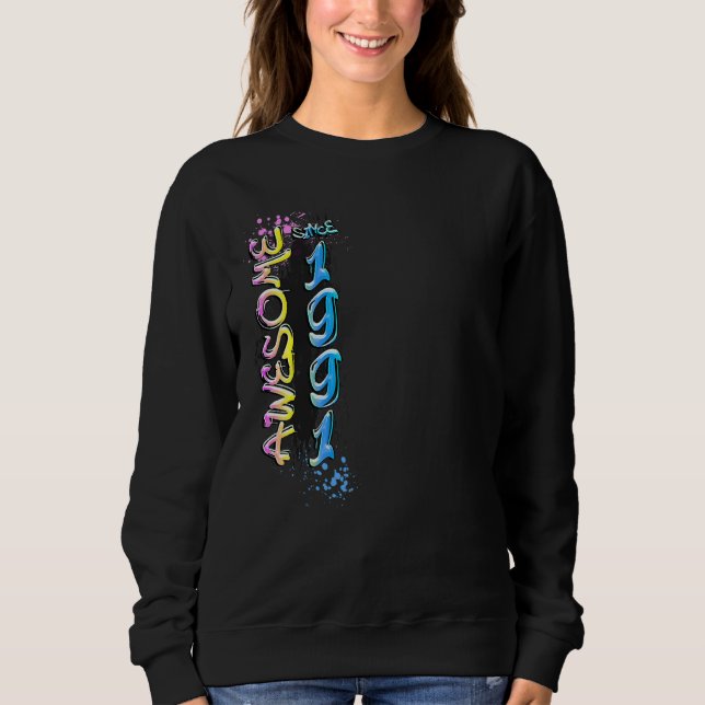Awesome since 1991 Graffiti Motif Sweatshirt (Front)