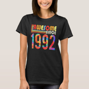 Awesome Since 1992 31st Birthday Retro Rainbow Tie T-Shirt