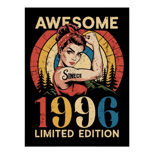 Awesome Since 1996 Retro 30th Women's Birthday Poster (Front)