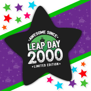 Awesome Since 2000 Leap Year Day Feb 29 Birthday Star Sticker