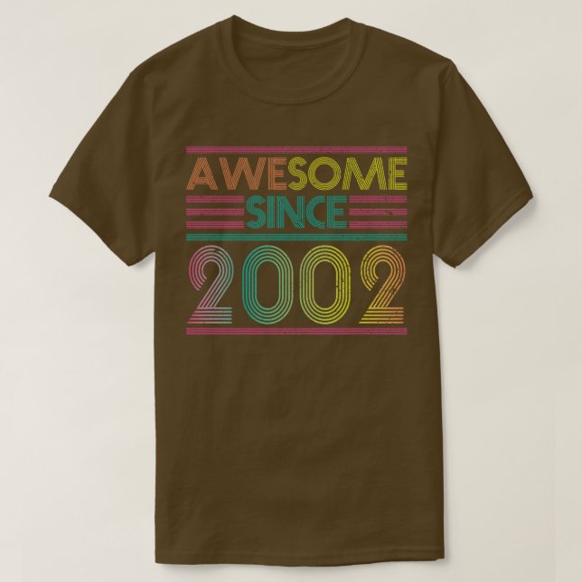 Awesome Since 2002 Funny Colourful 2002 Birthday T-Shirt (Design Front)