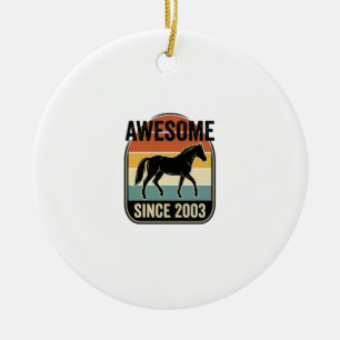 Awesome Since 2003 Vintage Horse Birthday Design Ceramic Tree Decoration
