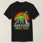 Awesome Since 2005 Dinosaur 18 Year 18th Birthday T-Shirt<br><div class="desc">A retro vintage 18th Birthday dinosaur design style that says Awesome Since 2005,  for 18 years old son,  Brother,  grandson,  boys,  turning 18 year old and was born in 2005.</div>