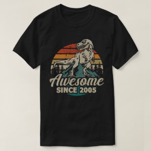 Awesome Since 2005 Retro Dinosaur 17th Birthday  T-Shirt