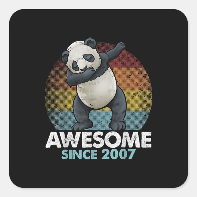 Awesome Since 2007 Dabbing Panda 13th Birthday Square Sticker (Front)
