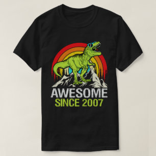 Awesome Since 2007 Dinosaur 16 Year 16th Birthday T-Shirt