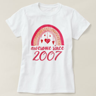 Awesome Since 2007 Rainbow 15th Birthday Gift T-Shirt