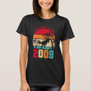 Awesome Since 2009 Retro Dinosaur Boys  14th Birth T-Shirt