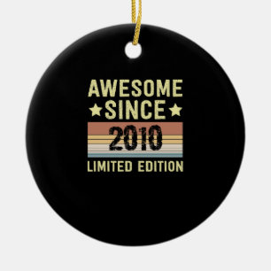 Awesome Since 2010 Birthday Ceramic Tree Decoration