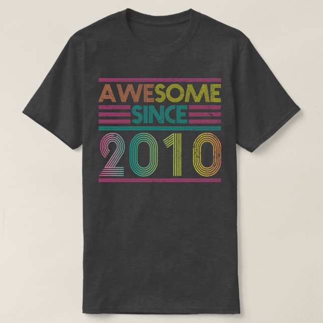 Awesome Since 2010 Funny Colourful 2010 Birthday T-Shirt (Design Front)