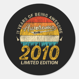 Awesome Since 2010 Limited Edition Birthday Gift Classic Round Sticker
