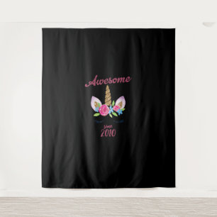 Awesome Since 2010 Unicorn Birthday T-Shirt Cutest Tapestry