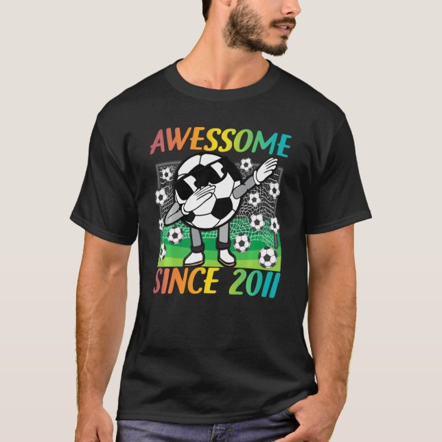 Awesome Since 2011 10 Year Old 10th Birthday Socce T-Shirt (Front)