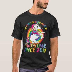 Awesome Since 2011 10Th Birthday Unicorn Girl 10 Y T-Shirt