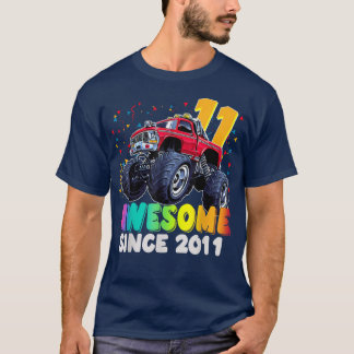 Awesome Since 2011 11th Birthday Boy Monster Truck T-Shirt