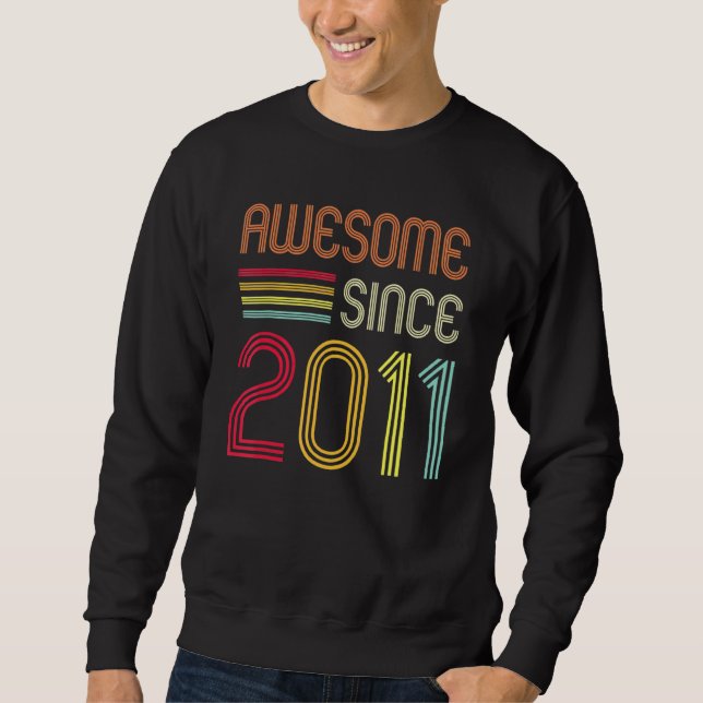 Awesome Since 2011 11th Birthday Retro Sweatshirt (Front)