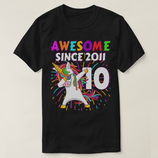 Awesome since 2011 Birthday shirt Unicorn 10th Bir (Design Front)