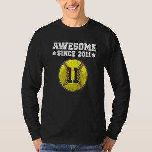Awesome Since 2011 Softball 11th Birthday 11 Years T-Shirt