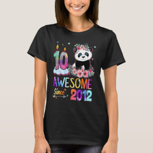 Awesome since 2012 10th Birthday 10 Year Old Panda T-Shirt