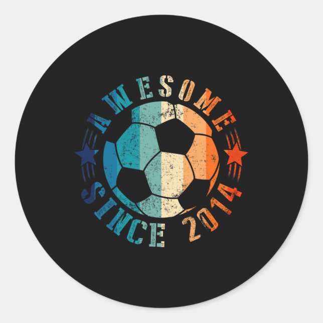 Awesome Since 2014 12th Birthday 12 Year Old Socce Classic Round Sticker (Front)