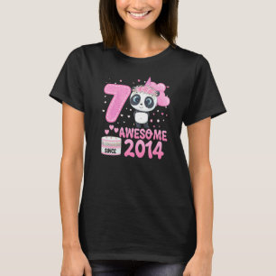 Awesome Since 2014 7 Years Old 7th Birthday Panda T-Shirt