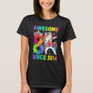 Awesome Since 2014 Dabbing Unicorn 8th Birthday 8 T-Shirt