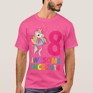 Awesome Since 2014 Unicorn Girls 8th Birthday Eigh T-Shirt
