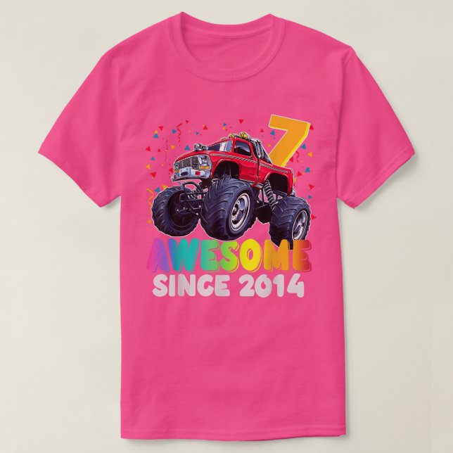 Awesome Since 2015 7th Birthday Boy Monster Truck  T-Shirt (Design Front)