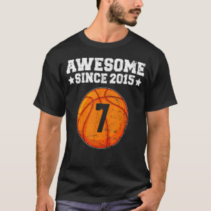 Awesome Since 2015 Basketball 7th Birthday 7 Years T-Shirt