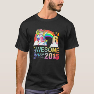 Awesome Since 2015 Dabbing Unicorn 6Th Birthday Gi T-Shirt